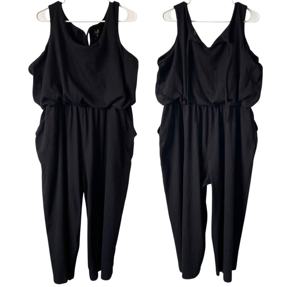BELLE BY KIM GRAVEL NWOT Packabelle Tank Jumpsuit Size LP Black A644476